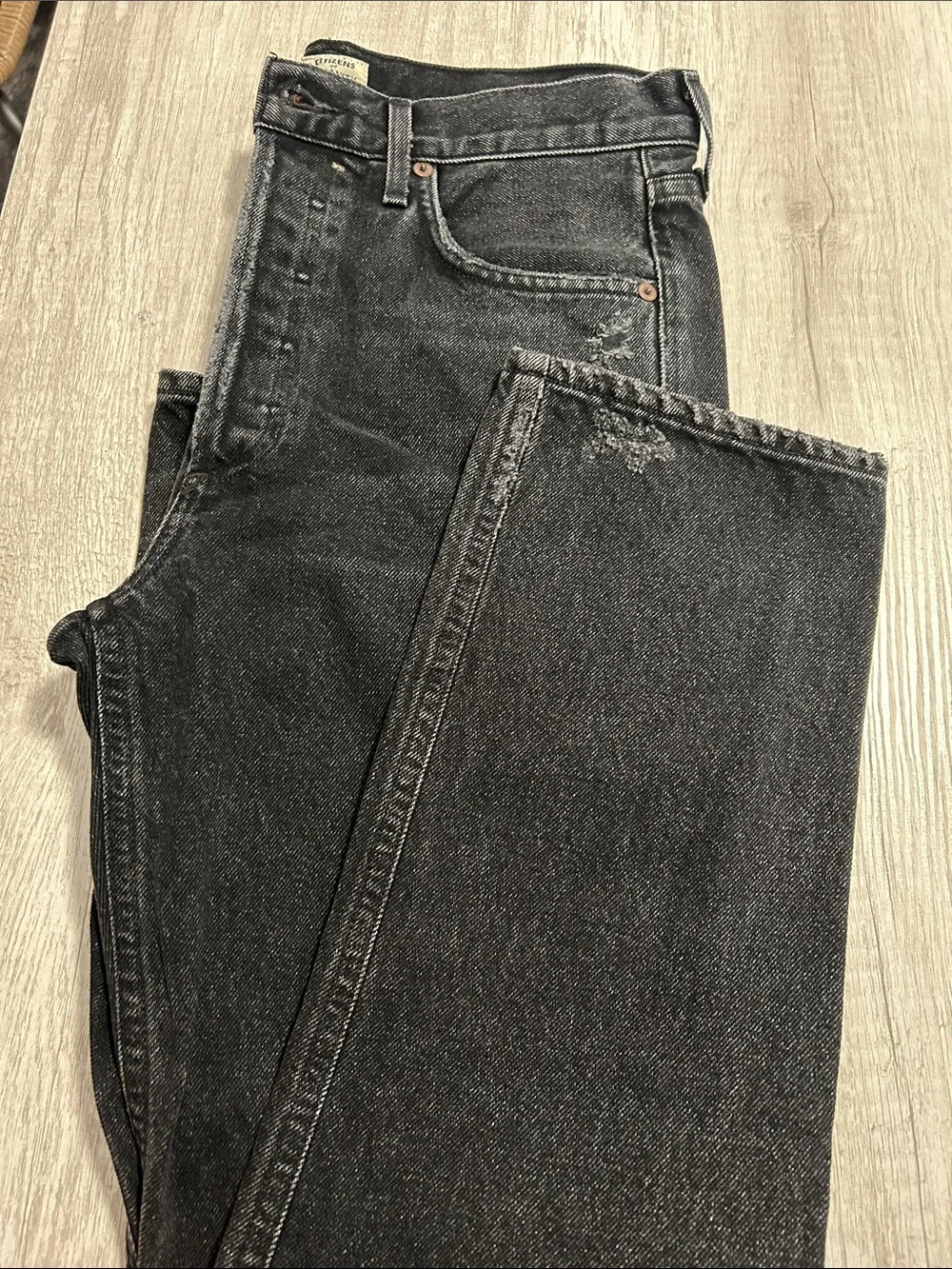 Citizens of Humanity Charlotte High Rise Straight Sz 28 Black Distressed Denim - Picture 13 of 13
